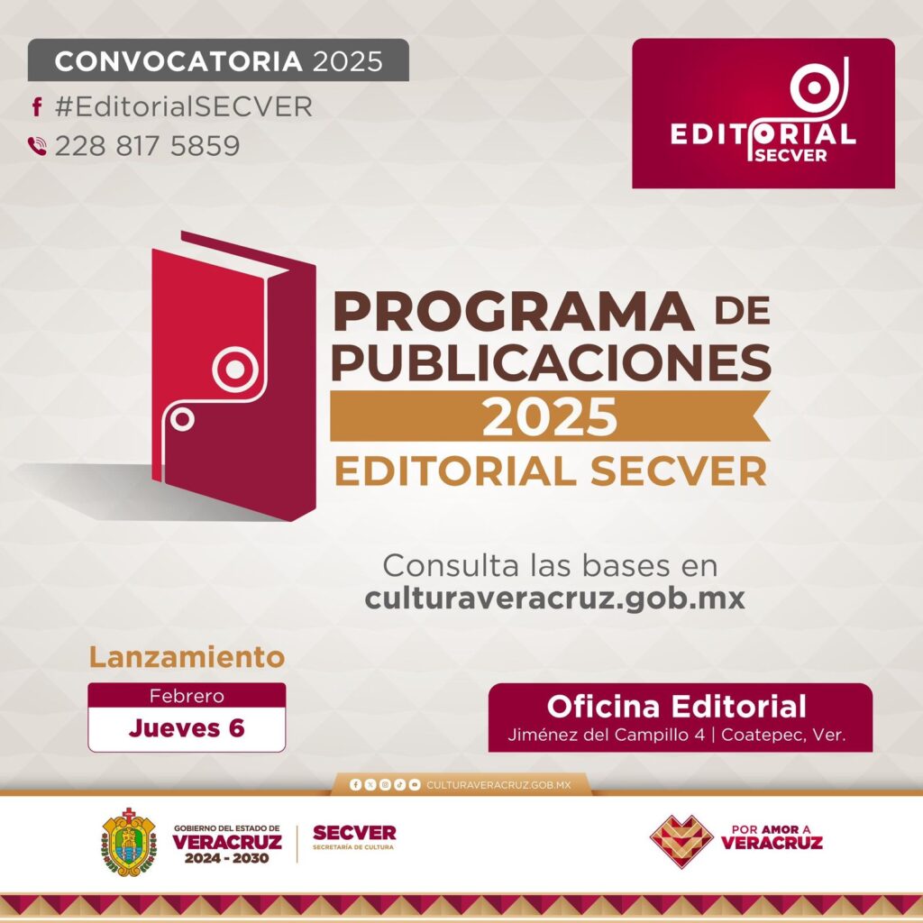 Convoca SECVER a participar en su Programa de Publicaciones 2025