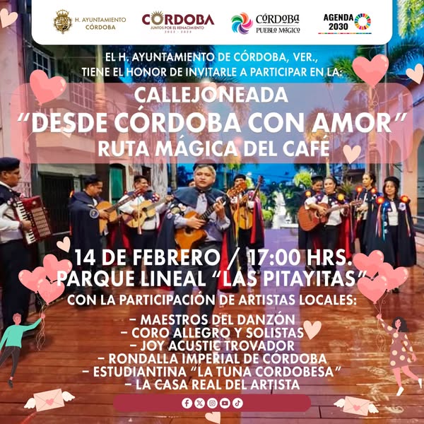 Invita Ayuntamiento a Callejoneada «Desde Córdoba con Amor», en parque Las Pitayitas