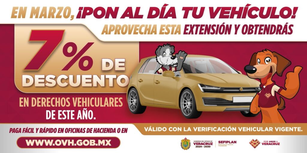 Se amplía a marzo el descuento del 7% en derechos vehiculares y subsidios fiscales 